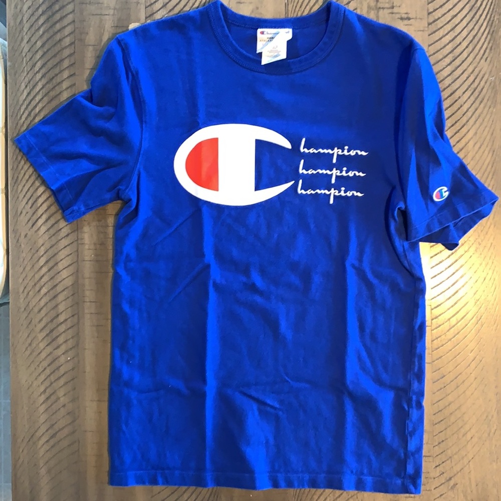 Champion Heritage T Shirt w Embroidery Blue sz Sm
